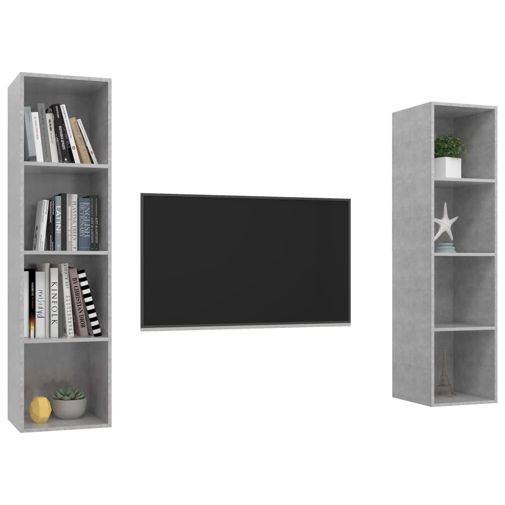 Meubles TV muraux 2 pcs Gris béton Bois d'ingénierie - XIOS