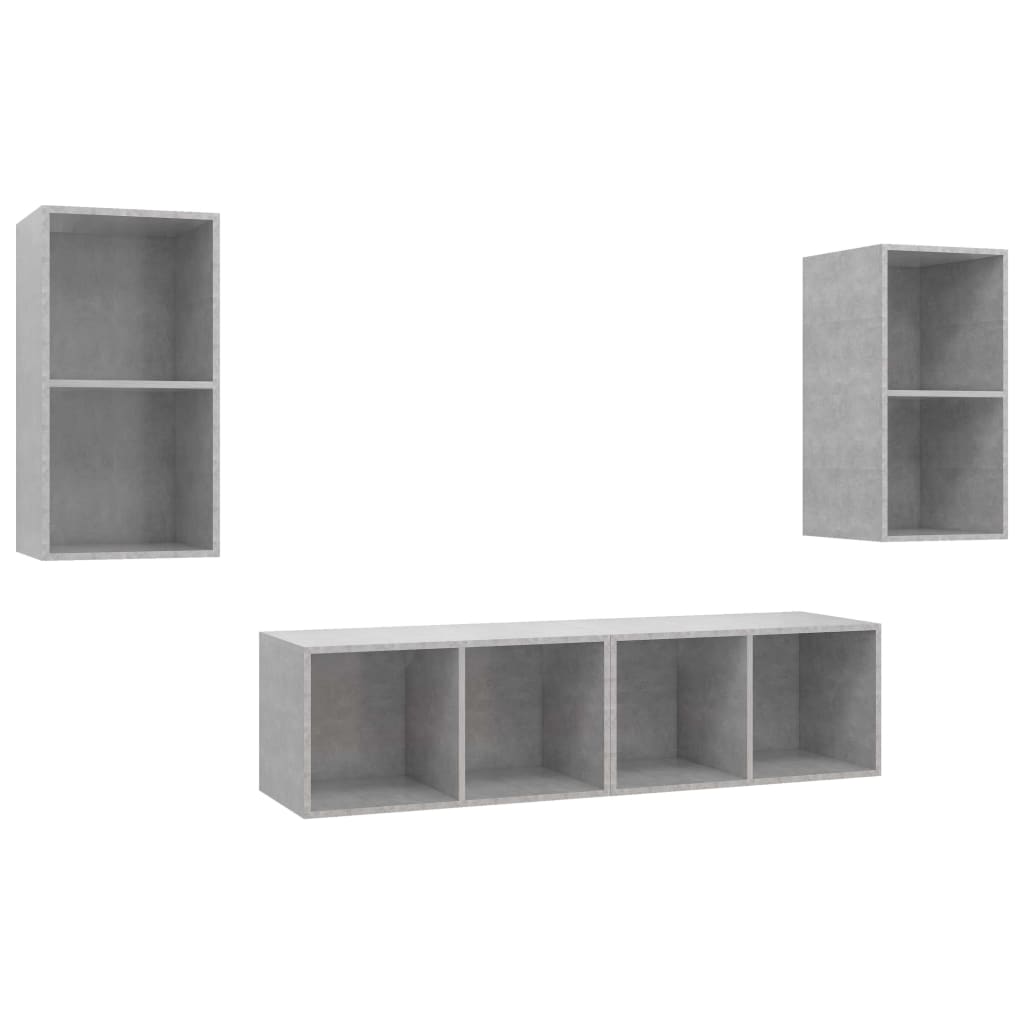 Meubles TV muraux 4 pcs Gris béton Bois d'ingénierie - XIOS