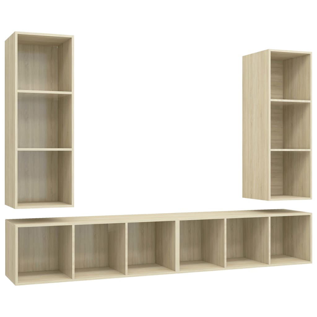 Meubles TV muraux 4 pcs Chêne sonoma Bois d'ingénierie Meubles TV vidaXL