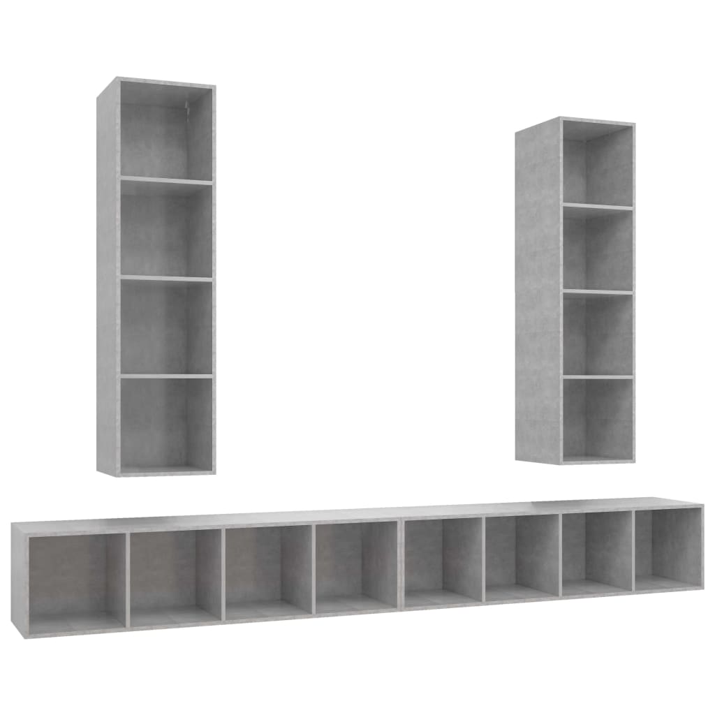 Meubles TV muraux 4 pcs Gris béton Bois d'ingénierie - XIOS