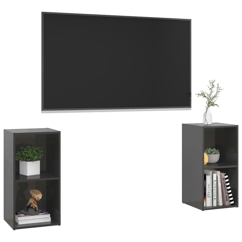 Meubles TV 2 pcs Gris brillant 72x35x36,5 cm Bois d'ingénierie - XIOS