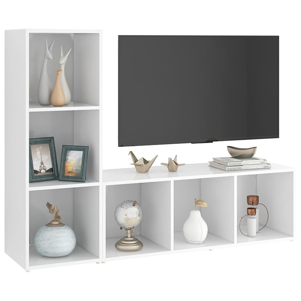 Meubles TV 2 pcs Blanc 107x35x37 cm Bois d'ingénierie - XIOS