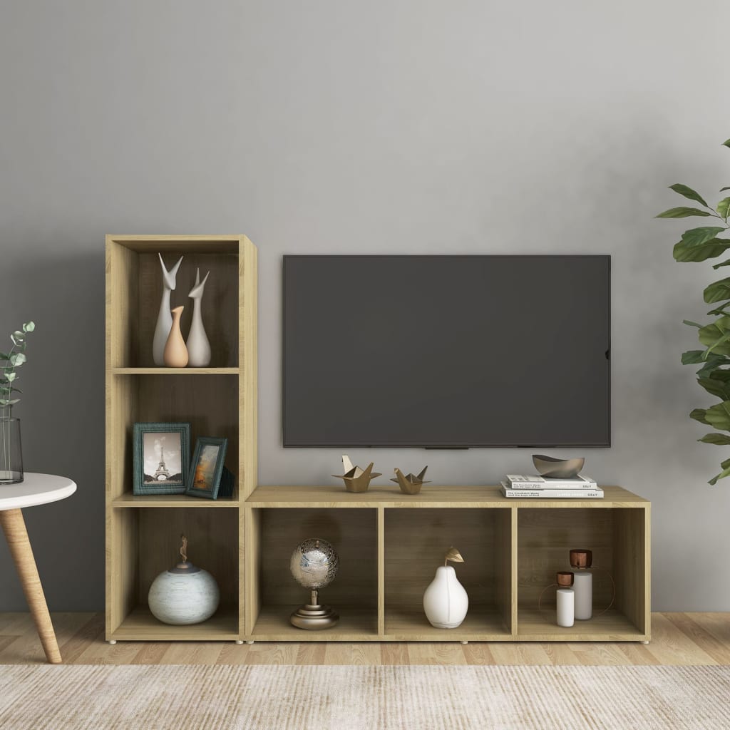 Meubles TV 2 pcs Chêne sonoma 107x35x37 cm Bois d'ingénierie Meubles TV vidaXL