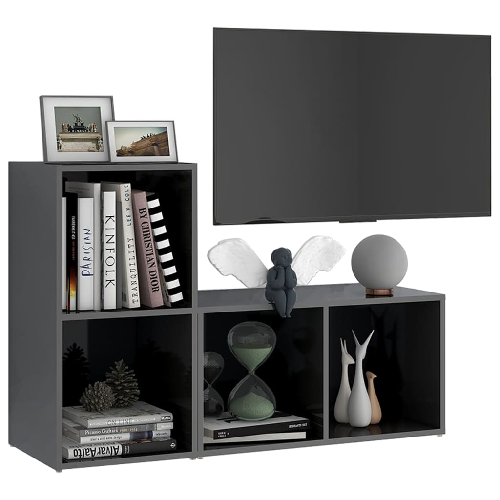 Meubles TV 2 pcs Gris brillant 72x35x36,5 cm Bois d'ingénierie - XIOS