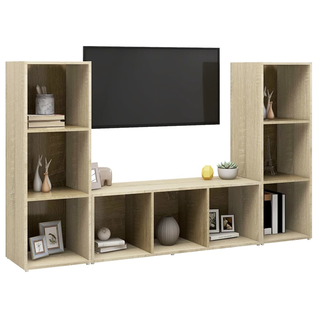 Meubles TV 3 pcs Chêne sonoma 107x35x37 cm Bois d'ingénierie - XIOS