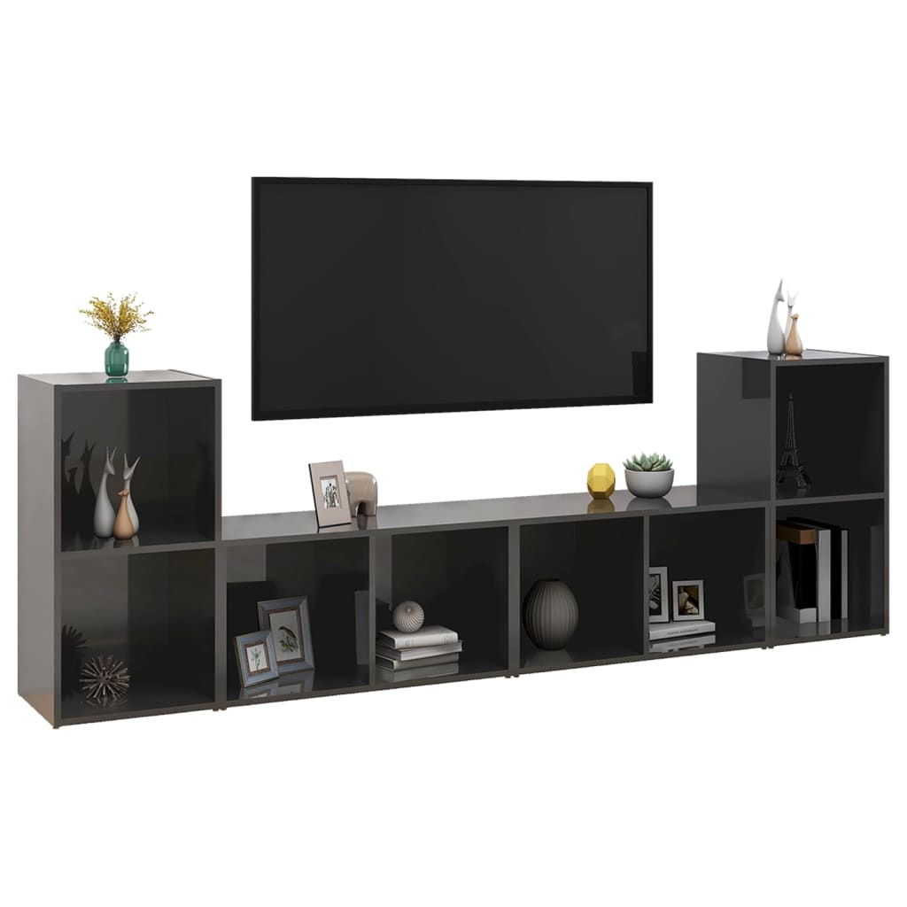 Meubles TV 4 pcs Gris brillant 72x35x36,5 cm Bois d'ingénierie - XIOS
