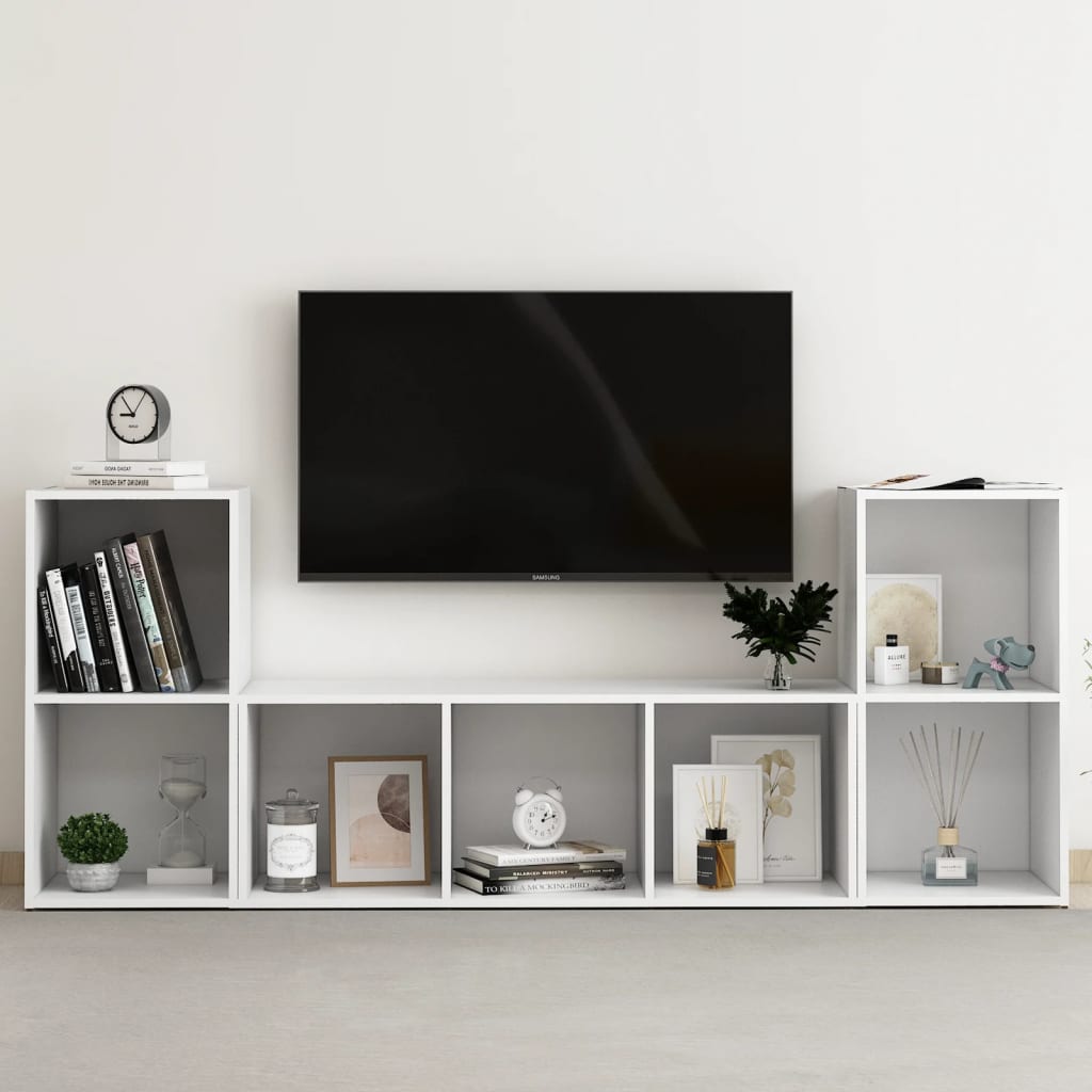 Ensemble de meubles TV 3 pcs Blanc Bois d'ingénierie Meubles TV vidaXL