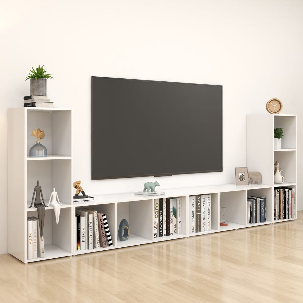 Meubles TV 4 pcs Blanc 107x35x37 cm Bois d'ingénierie Meubles TV vidaXL
