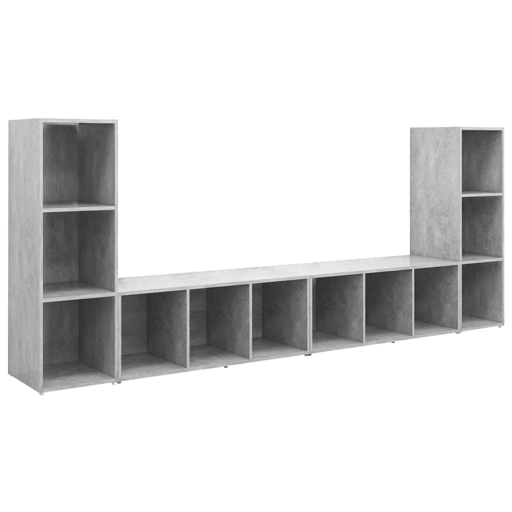 Meubles TV 4 pcs Gris béton 107x35x37 cm Bois d'ingénierie Meubles TV vidaXL