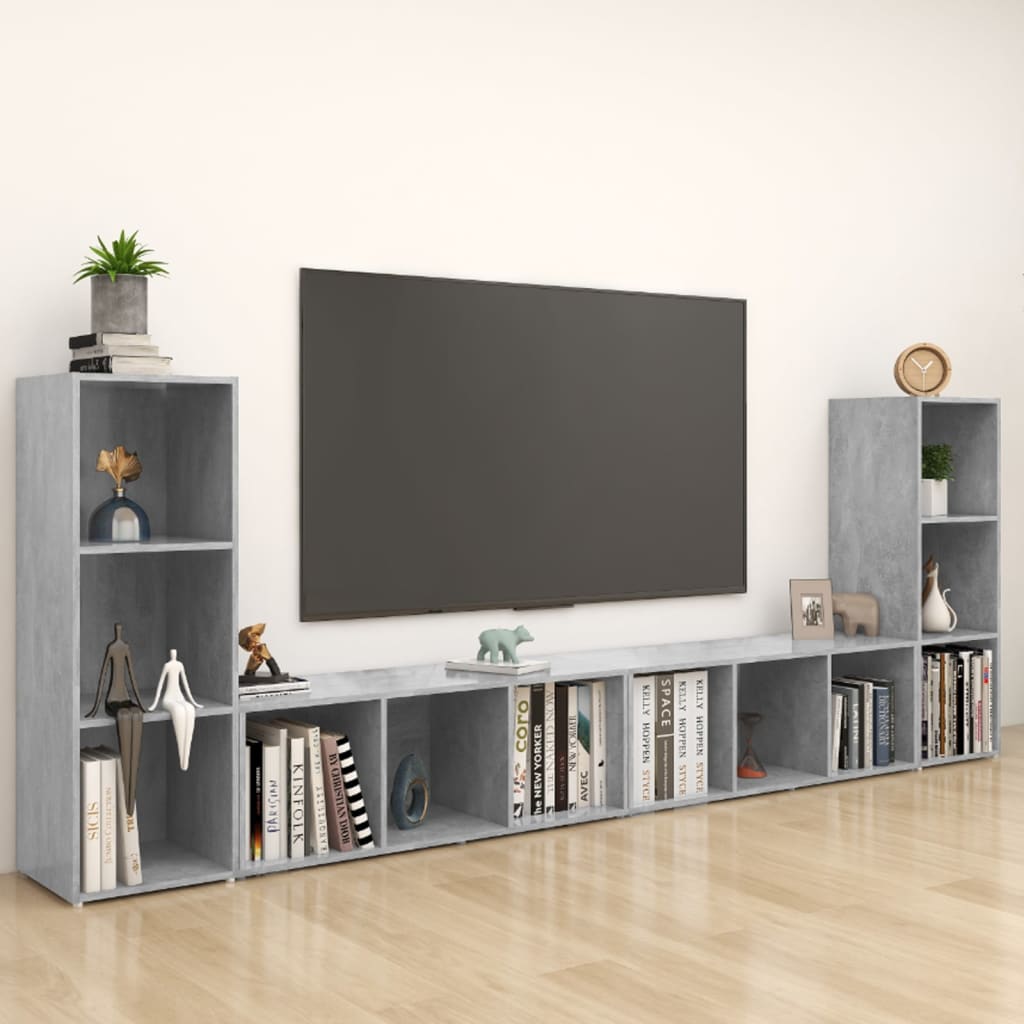 Meubles TV 4 pcs Gris béton 107x35x37 cm Bois d'ingénierie Meubles TV vidaXL