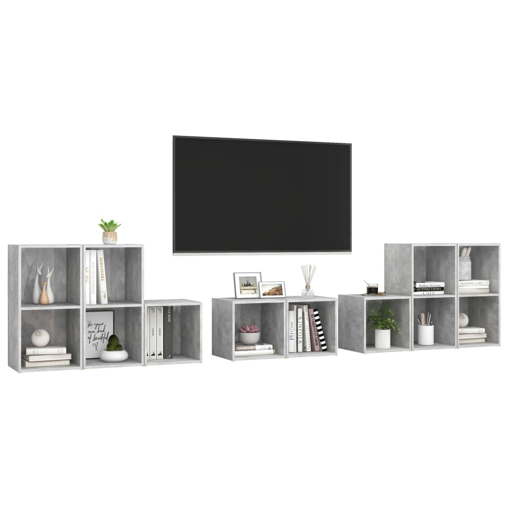 Ensemble de meubles TV 8 pcs Gris béton Bois d'ingénierie - XIOS
