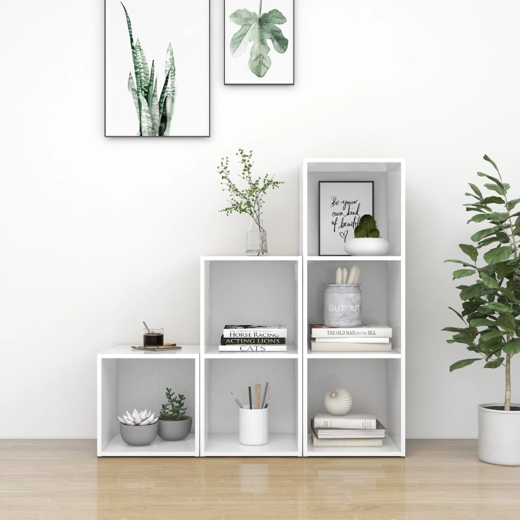 Ensemble de meubles TV 3 pcs Blanc Bois d'ingénierie Meubles TV vidaXL