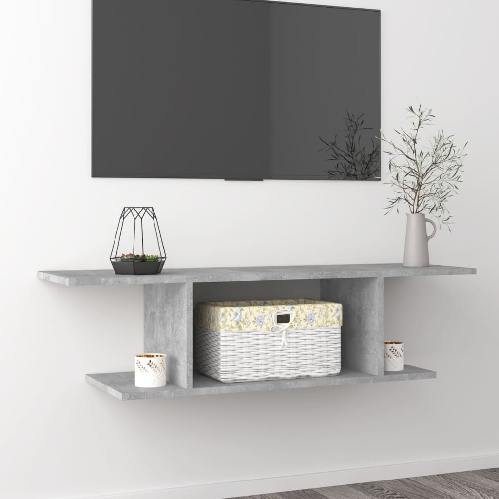Meuble TV mural Gris béton 103x30x26,5 cm - XIOS