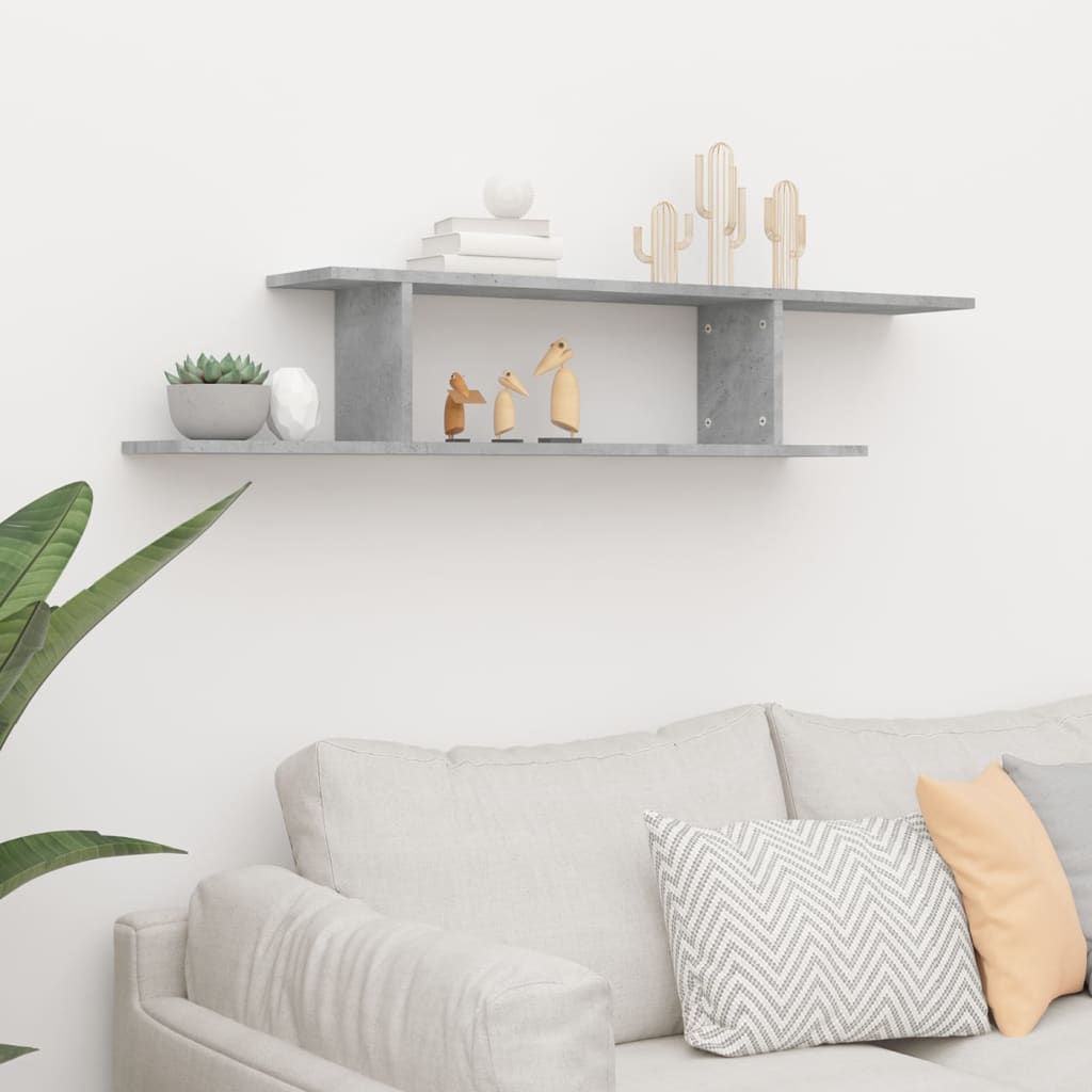 Étagère TV murale Gris béton 125x18x23 cm Bois d’ingénierie - XIOS