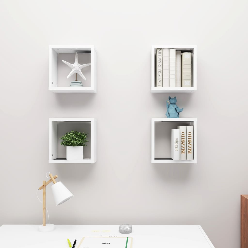 Étagères cube murales 4 pcs blanc 30x15x30 cm - XIOS