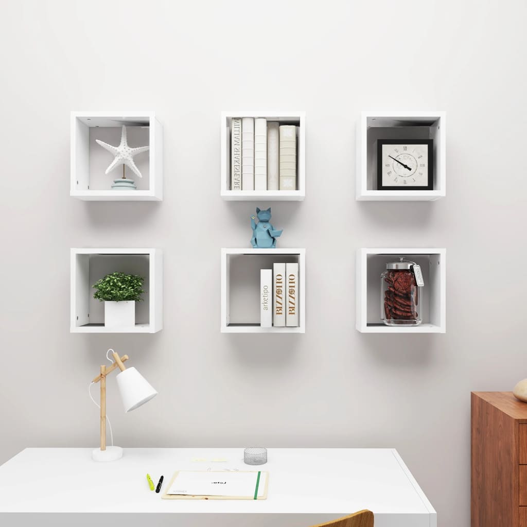 Étagères cube murales 6 pcs blanc 30x15x30 cm - XIOS