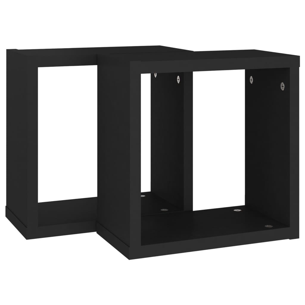 Étagères cube murales 2 pcs noir 30x15x30 cm - XIOS