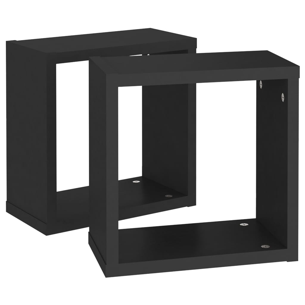 Étagères cube murales 2 pcs noir 30x15x30 cm - XIOS