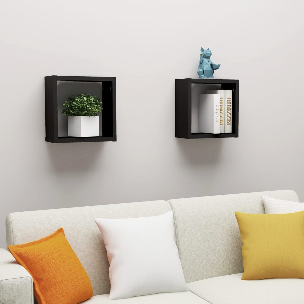Étagères cube murales 2 pcs noir 30x15x30 cm - XIOS