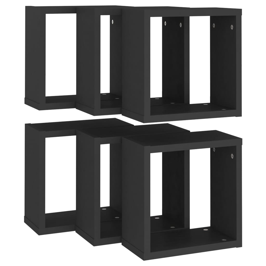 Étagères cube murales 6 pcs noir 30x15x30 cm - XIOS