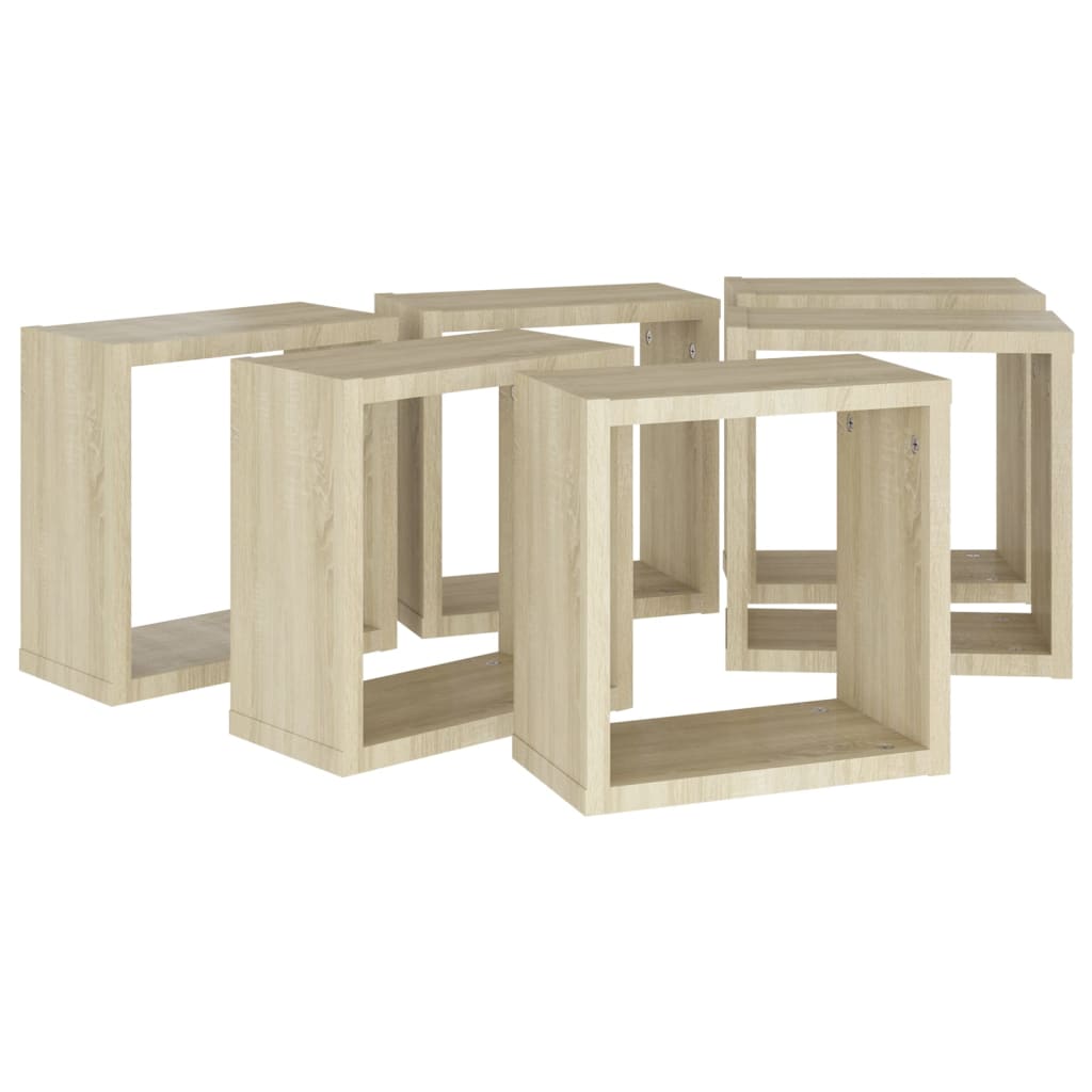 Étagères cube murales 6 pcs Chêne sonoma 30x15x30 cm - XIOS