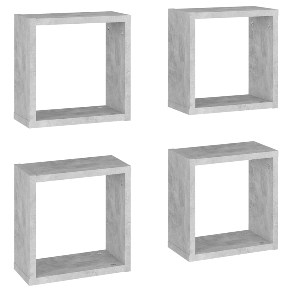 Étagères cube murales 4 pcs Gris béton 30x15x30 cm - XIOS