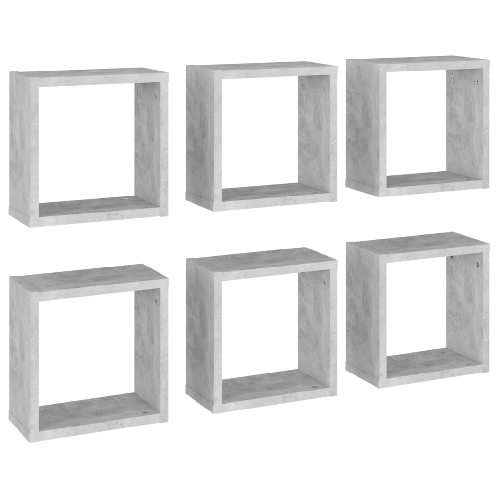 Étagères cube murales 6 pcs Gris béton 30x15x30 cm - XIOS