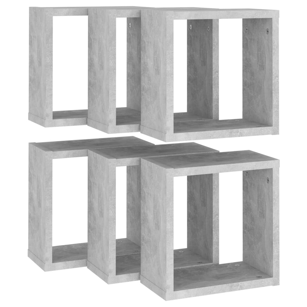 Étagères cube murales 6 pcs Gris béton 30x15x30 cm - XIOS