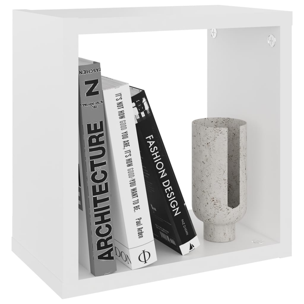 Étagères cube murales 2 pcs Blanc 26x15x26 cm Étagères murales & corniches vidaXL