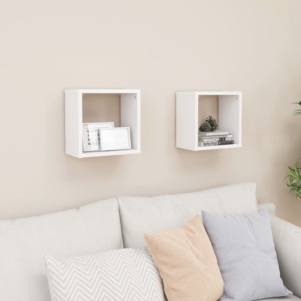 Étagères cube murales 2 pcs Blanc 26x15x26 cm Étagères murales & corniches vidaXL