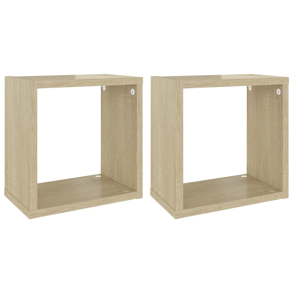 Étagères cube murales 2 pcs Chêne sonoma 26x15x26 cm Étagères murales & corniches vidaXL