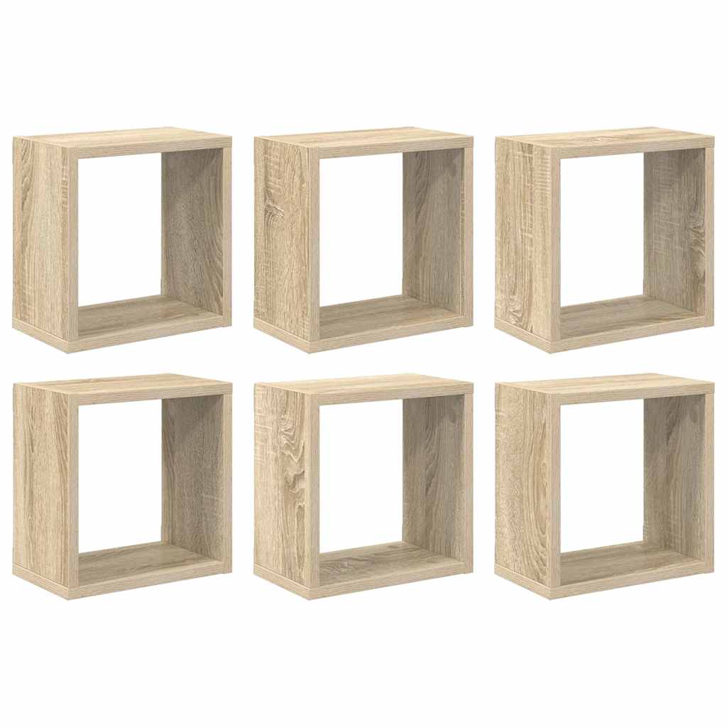 Étagères cube murales 6 pcs Chêne sonoma 26x15x26 cm - XIOS