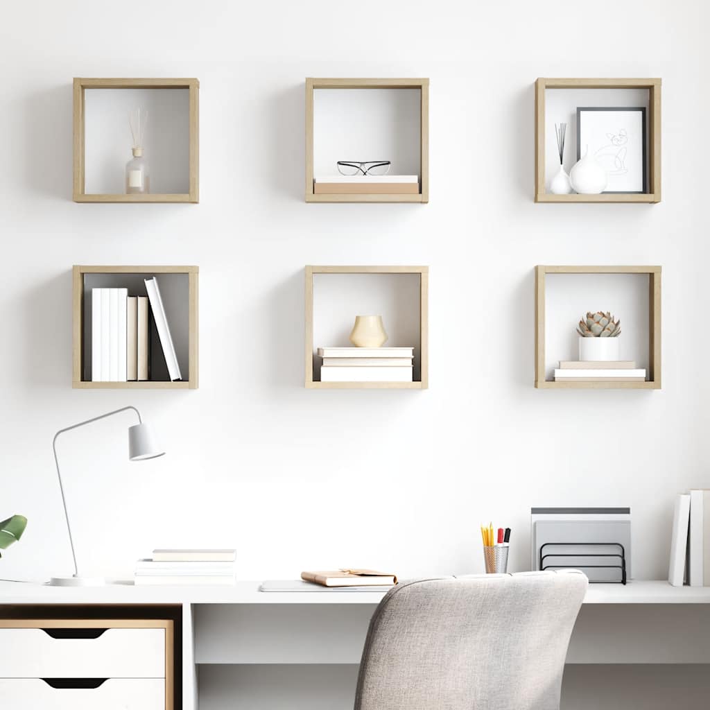 Étagères cube murales 6 pcs Chêne sonoma 26x15x26 cm - XIOS