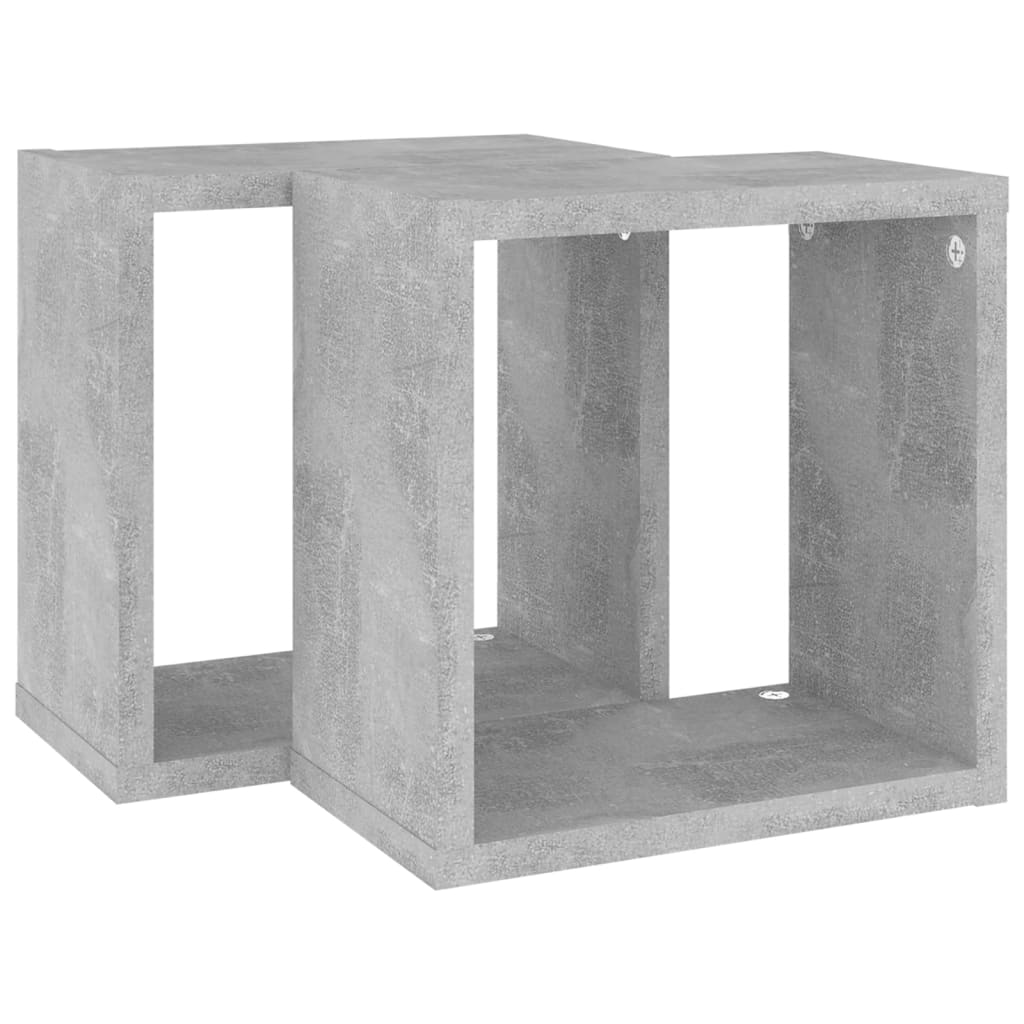 Étagères cube murales 2 pcs Gris béton 26x15x26 cm - XIOS