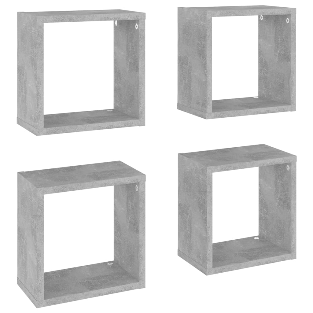 Étagères cube murales 4 pcs Gris béton 26x15x26 cm Étagères murales & corniches vidaXL