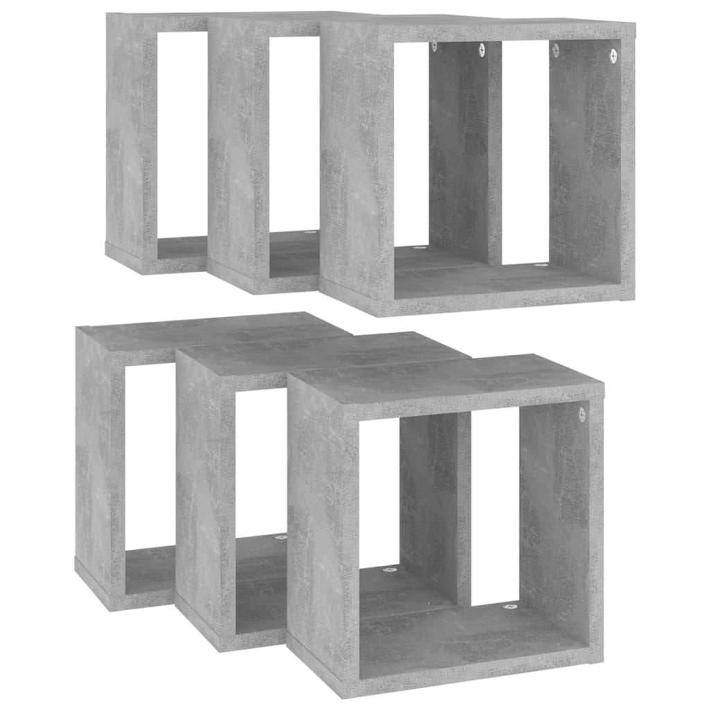 Étagères cube murales 6 pcs Gris béton 26x15x26 cm - XIOS