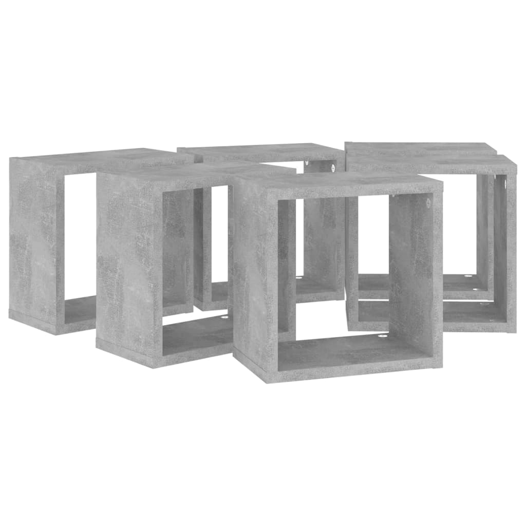 Étagères cube murales 6 pcs Gris béton 26x15x26 cm - XIOS
