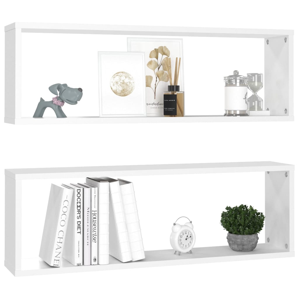 Étagères cube murales 2pcs Blanc 80x15x26,5cm bois d'ingénierie - XIOS