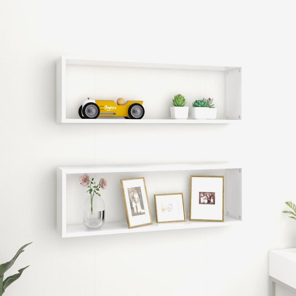 Étagères cube murales 2pcs Blanc 80x15x26,5cm bois d'ingénierie - XIOS