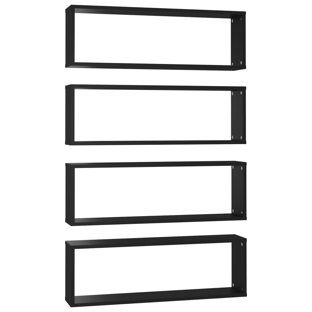 Étagères cube murales 4 pcs Noir 80x15x26,5cm bois d'ingénierie - XIOS