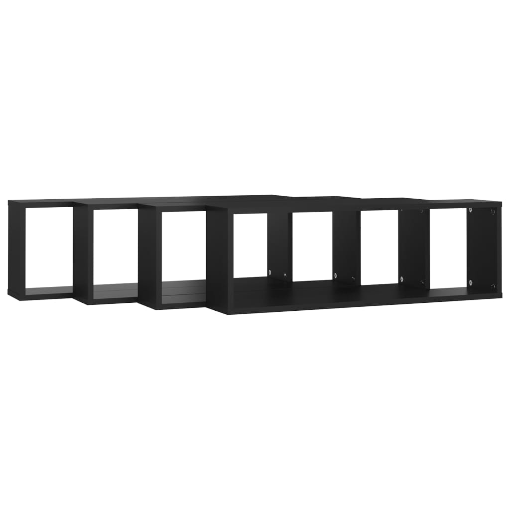 Étagères cube murales 4 pcs Noir 80x15x26,5cm bois d'ingénierie - XIOS