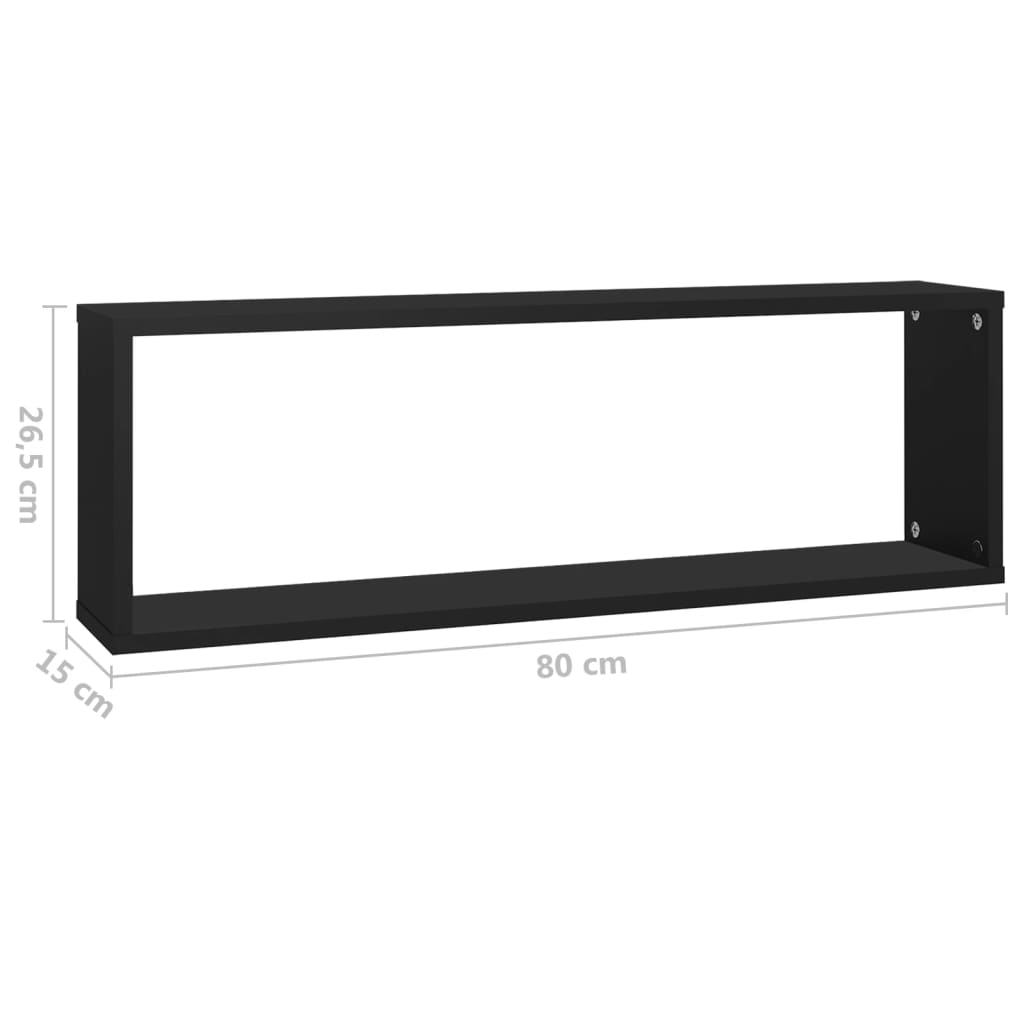 Étagères cube murales 4 pcs Noir 80x15x26,5cm bois d'ingénierie - XIOS