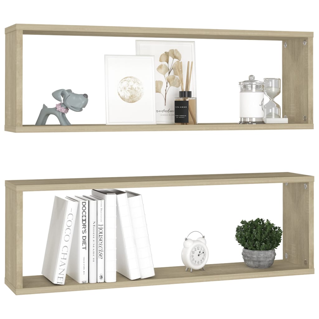 Étagères cube murales 2 pcs chêne sonoma bois d'ingénierie - XIOS