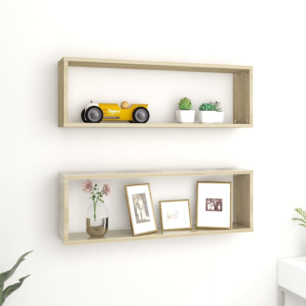 Étagères cube murales 2 pcs chêne sonoma bois d'ingénierie - XIOS