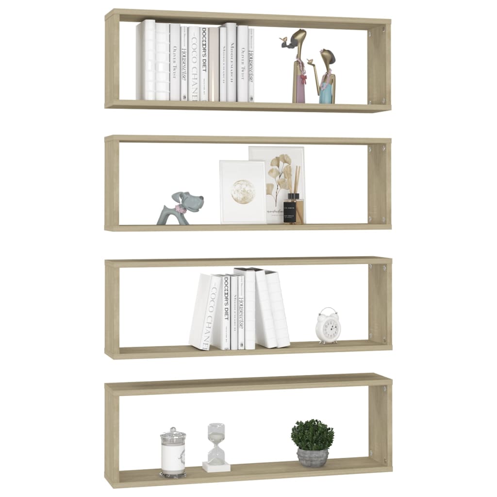 Étagères cube murales 4 pcs Chêne sonoma 80x15x26,5 cm - XIOS