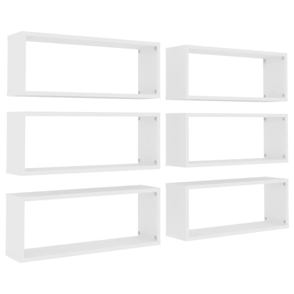 Étagères murales cube 6 pcs Blanc 60x15x23 cm Bois d’ingénierie - XIOS