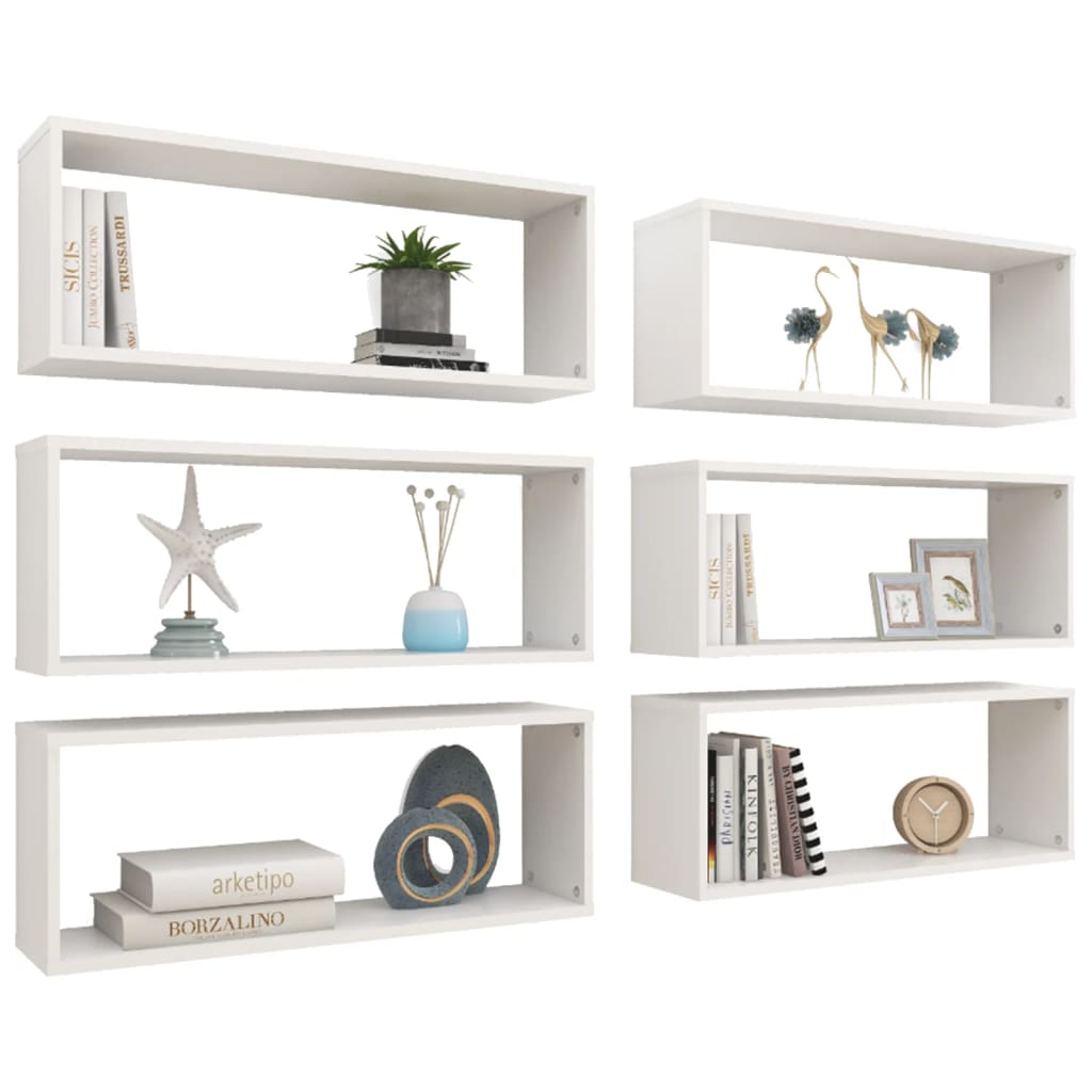 Étagères murales cube 6 pcs Blanc 60x15x23 cm Bois d’ingénierie - XIOS