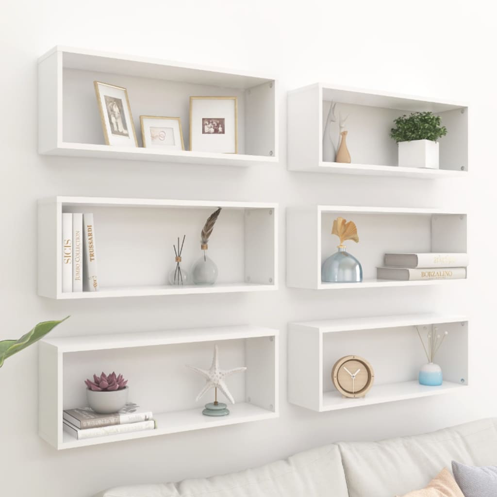 Étagères murales cube 6 pcs Blanc 60x15x23 cm Bois d’ingénierie - XIOS