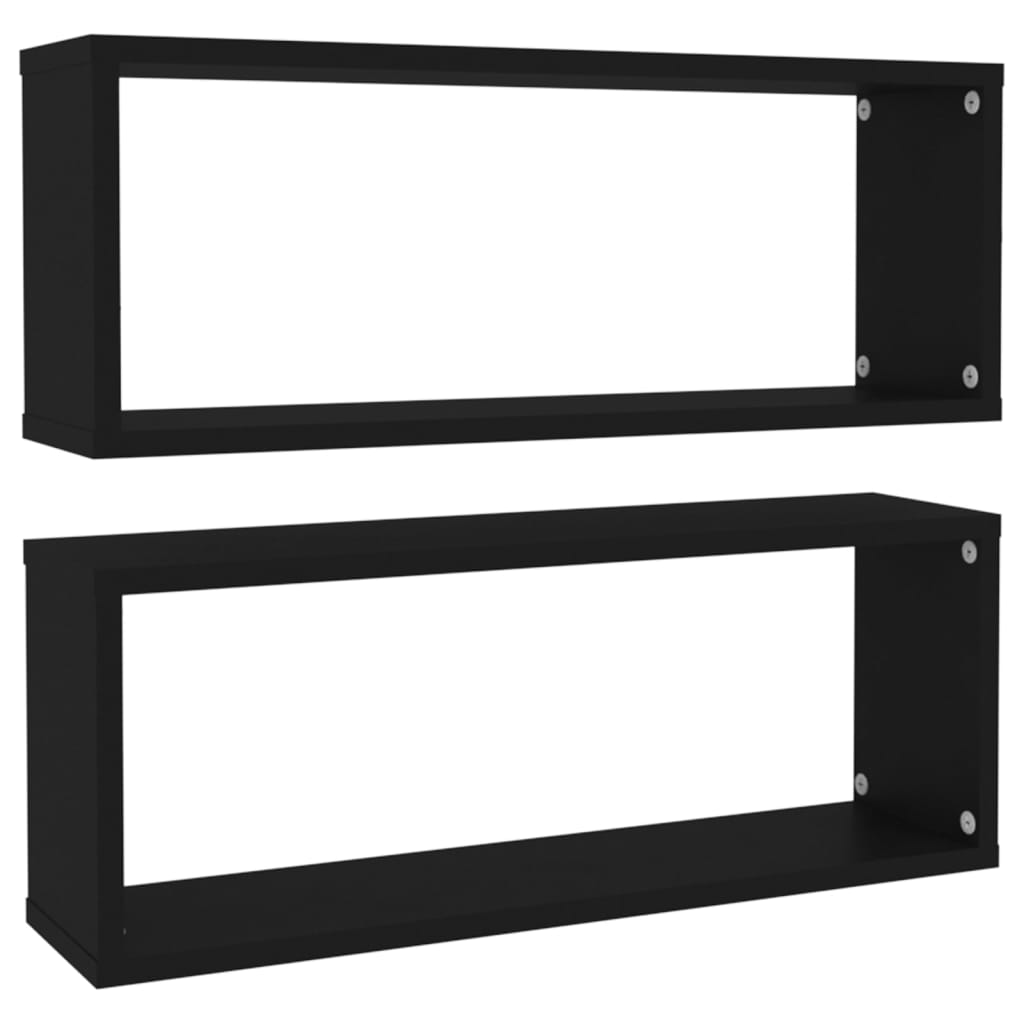 Étagères murales cube 2 pcs Noir 60x15x23 cm Bois d’ingénierie - XIOS