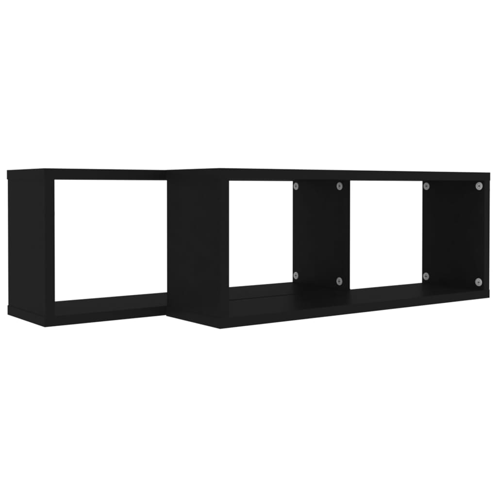 Étagères murales cube 2 pcs Noir 60x15x23 cm Bois d’ingénierie - XIOS